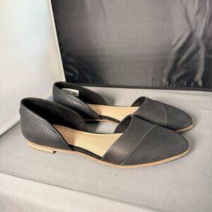Toms Jutti Flats Women's 8.5 Black Leather Comfort Slip-On D'orsay Shoes
